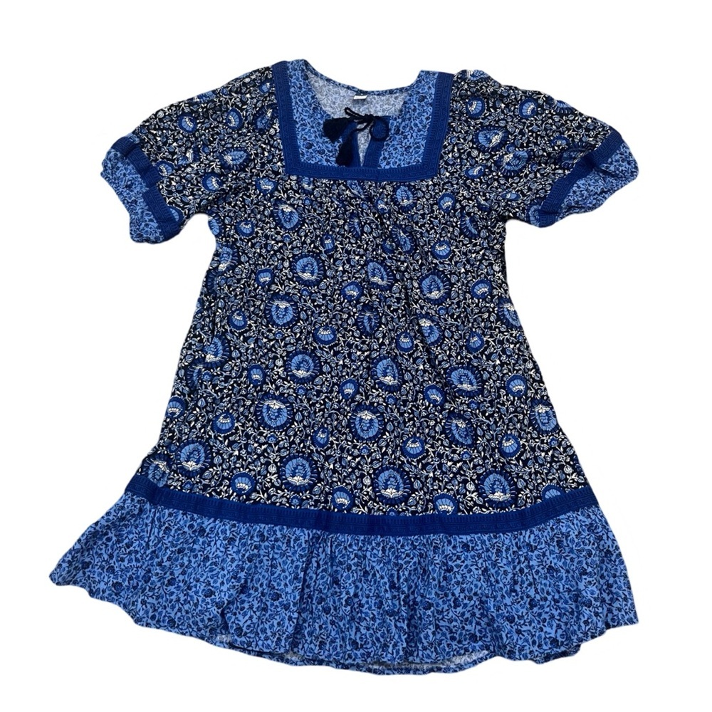 Old Navy Floral Puff-Sleeve Mini Swing Dress | Blue Blossoms | Size Large NWT - Picture 4 of 13